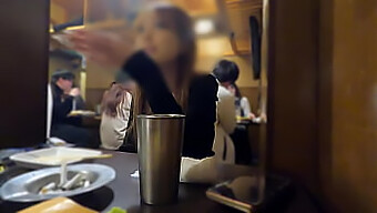 Intimate Encounter: Hidden Camera Captures Skinny Hostess In Tavern