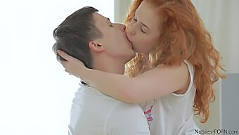 Kimber Day, A Natural Redhead, Indulges In A Passionate Kiss And Receives A Cumshot