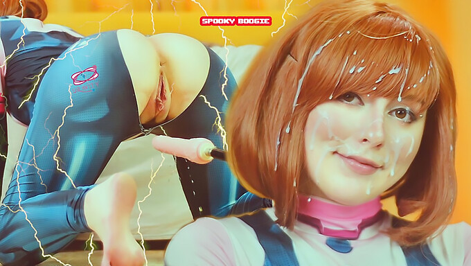 Hero Academia: Uravity'S No-Facial Facial While Getting Fucked By A Sex Machine - Halloween-Themed